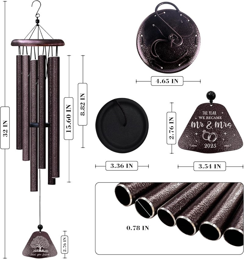 Yesruby Wedding Gifts, Mr and Mrs Gift 32” Wind Chimes Outside, Wedding Gifts for Couples Newlyweds 2025, Bridal Shower Just Married Gift - Image 3